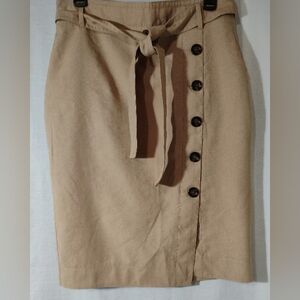 Ann Taylor Tie Waist Pencil Skirt with Button Detail